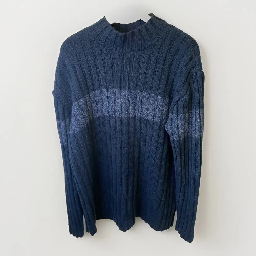 BKE Buckle Vintage Mens XL Long Sleeve Sweater Blue Pullover Ribbed Knit